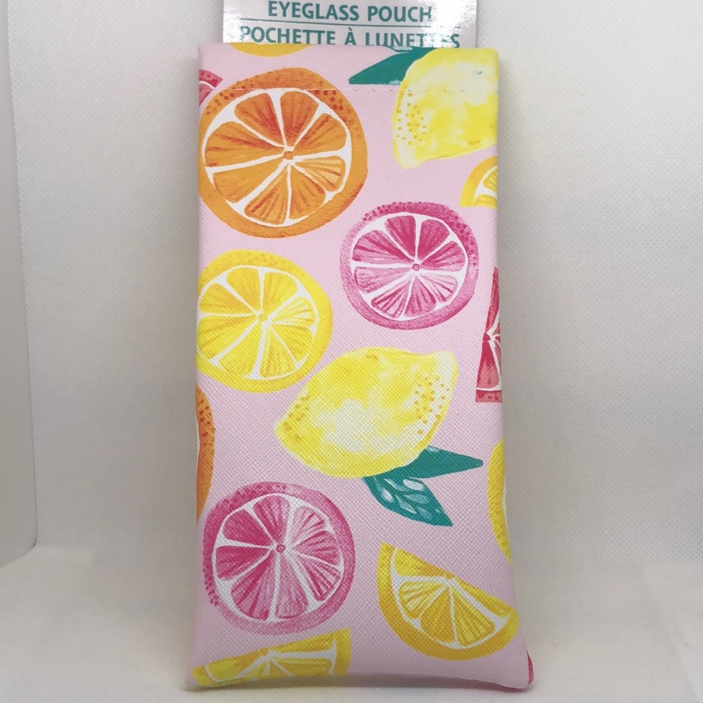 🍋 Fruit Eyeglass / Sunglass Pouch Case with Easy Open Design NWT 🍊